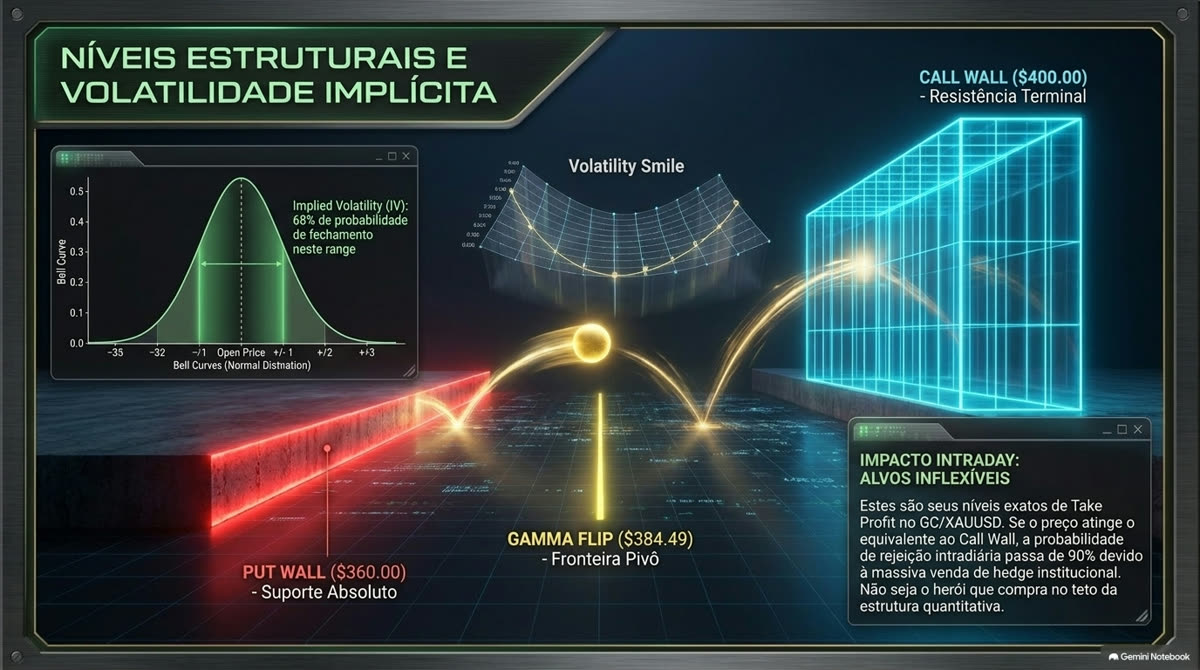 Call Wall, Gamma Flip e Put Wall — os alvos inflexíveis do dia